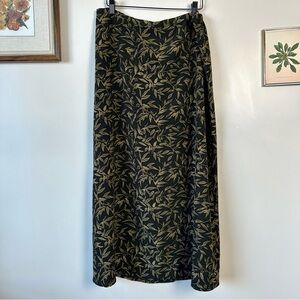 Vintage Tradition Dark Green Leafy Maxi Skirt
